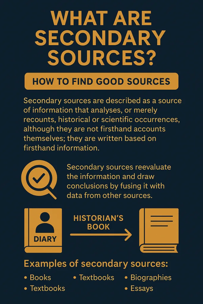 WHAT ARE SECONDARY SOURCES? - HOW TO FIND GOOD SOURCES 2 WHAT ARE SECONDARY SOURCES? - HOW TO FIND GOOD SOURCES