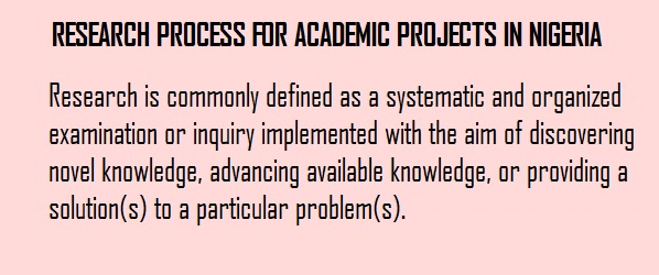 Research Project Process: Research Process for Academic Project in Nigeria 1 RESEARCH PROCESS FOR ACADEMIC PROJECTS IN NIGERIA