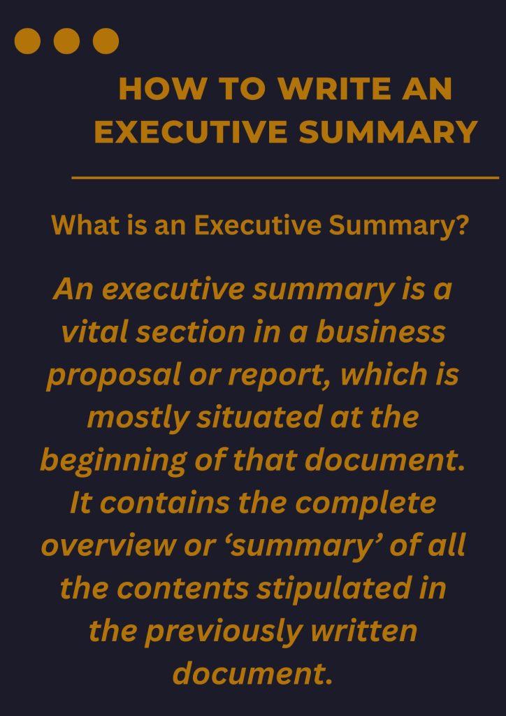 HOW TO WRITE AN EXECUTIVE SUMMARY